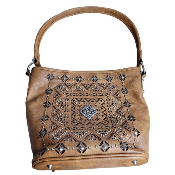 Montana West Handbags - Montana West Concealed Carry Purse Gun Bag Laser Cut Shoulder Studded Western